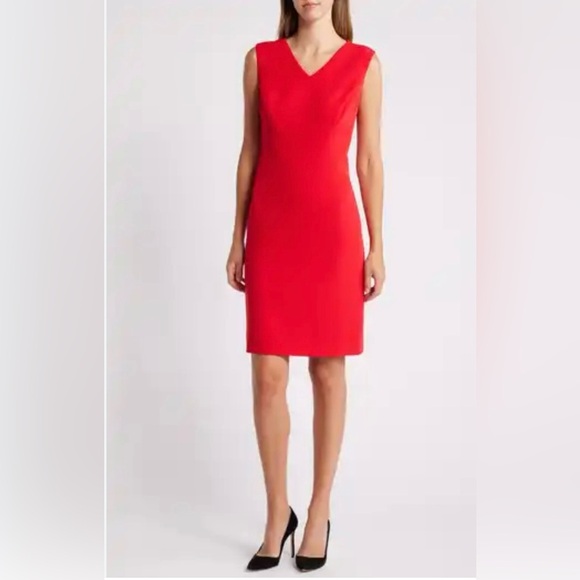 Ann Taylor Scarlet Red Hem Sheath Shift Dress Size 4 NWT - Picture 8 of 8